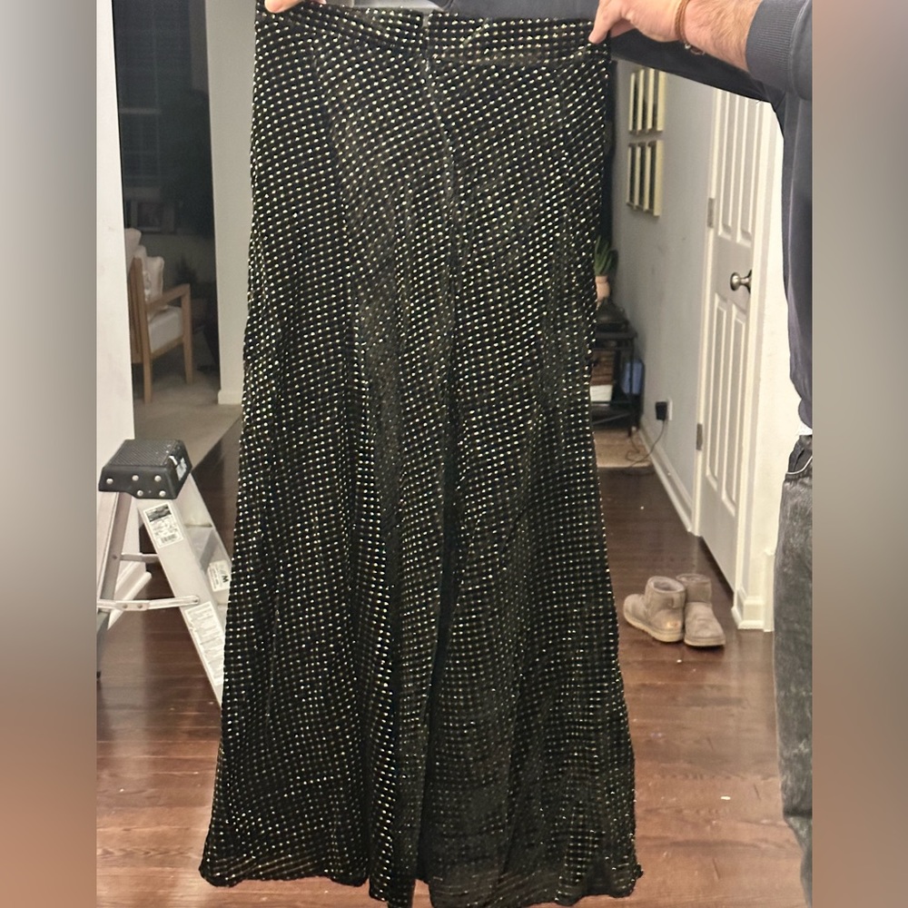 Zara black and gold velvet skirt